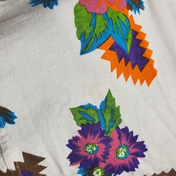 VINTAGE 90s floral southwestern crew neck tee shirt M - Picture 5 of 8